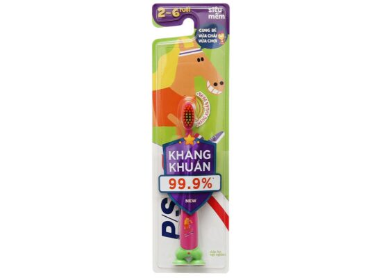 Bàn chải đánh răng P/S trẻ em Superkid 2-6 tuổi kháng khuẩn siêu mềm có chân hít
