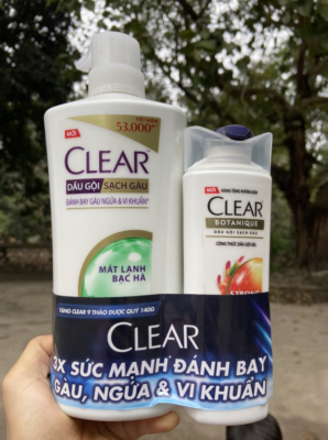 Dầu gội Clear mát lạnh bạc hà 630g + Dầu gội Clear men bạc hà 140g