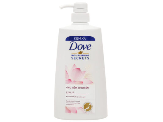 Kem xả Dove chiết xuất hoa sen nhật và nước gạo cho tóc óng mềm tự nhiên 635ml