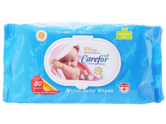 Khăn ướt em bé Carefor không mùi gói 80 miếng