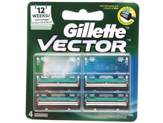 Vỉ 4 cái lưỡi dao Gillette Vector 2 lưỡi