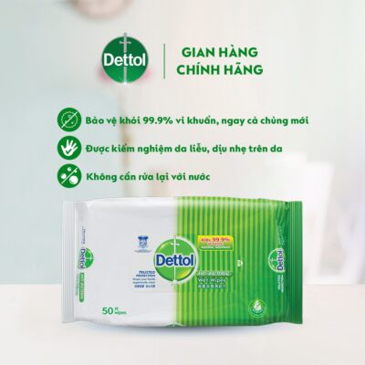 Khăn ướt kháng khuẩn Dettol 50 miếng + Khăn ướt 50 miếng