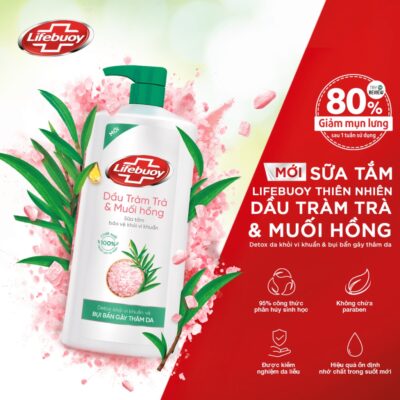 Sữa tắm Lifebuoy tràm trà và muối hồng chai 800g