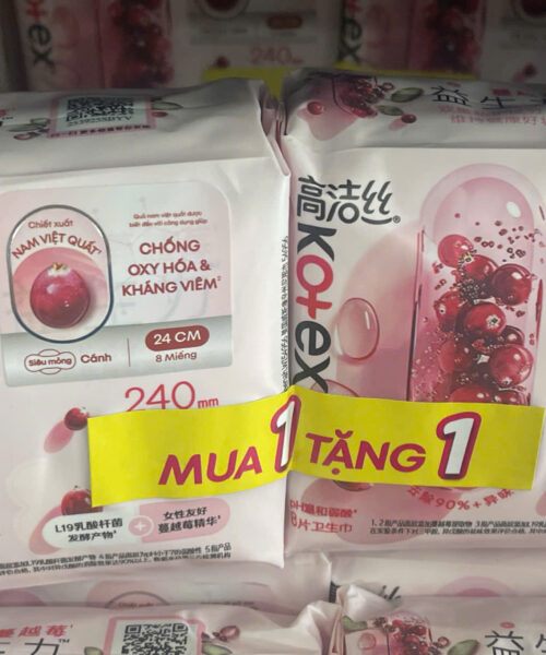 BVS Kotex nam việt quất siêu mỏng cánh 24cm 8m ( cặp)