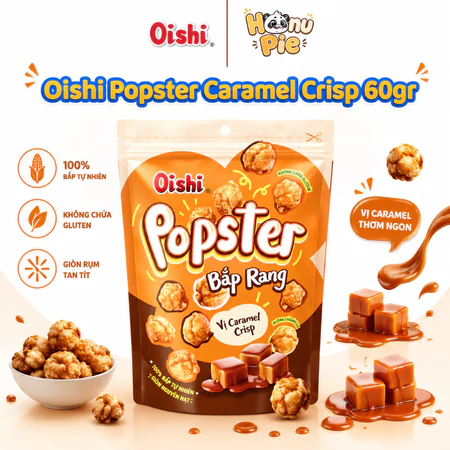 Oishi popster bắp rang vị caramel crisp 60g Gói