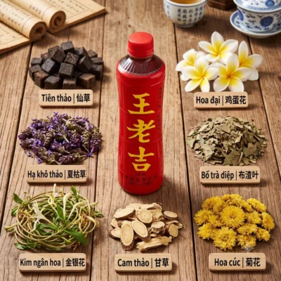 Trà sâm thảo mộc Wang lao ji chai 500ml