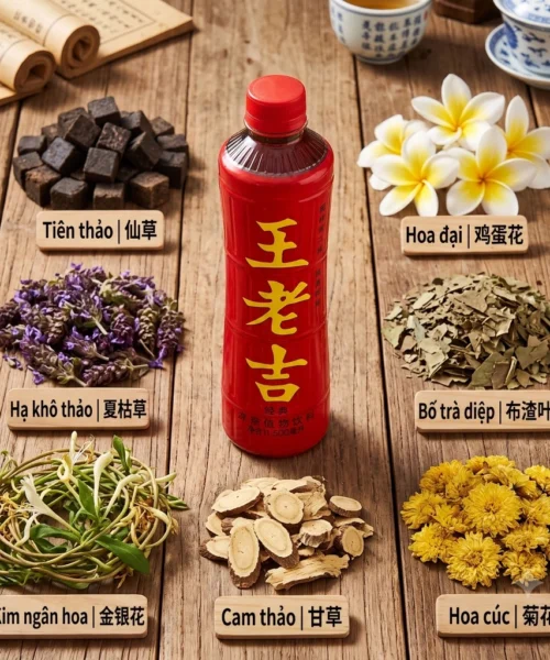 Trà sâm thảo mộc Wang lao ji chai 500ml